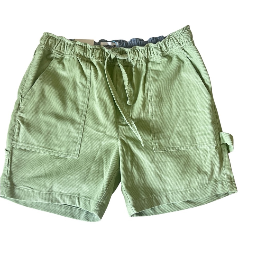Sovereign Code Men’s corduroy shorts size Medium light green color elastic waist
